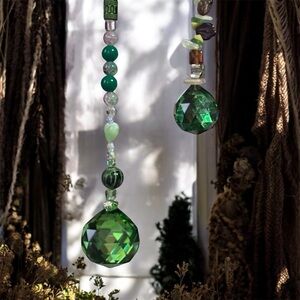 💚🌳 one-of-a-kind pair of handmade green suncatchers